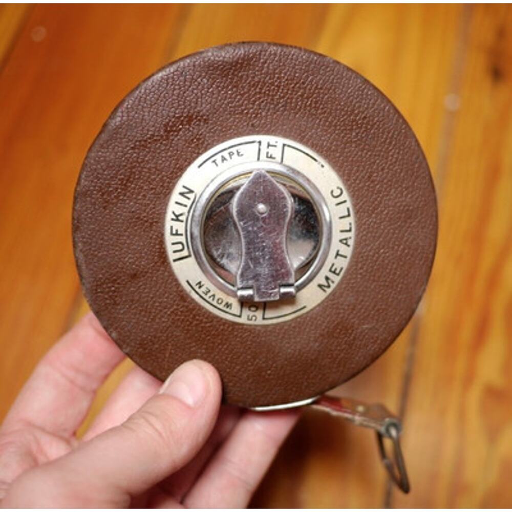 Vintage LUFKIN Metallic Metal Woven Ruler Tape Measure 50' Ft. USA Made